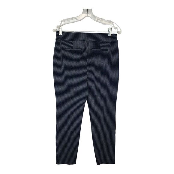Chicos Women's Navy Blue Striped Stretch Pull-On Slim Leg Pants Size 0/US 4R - Picture 2 of 8